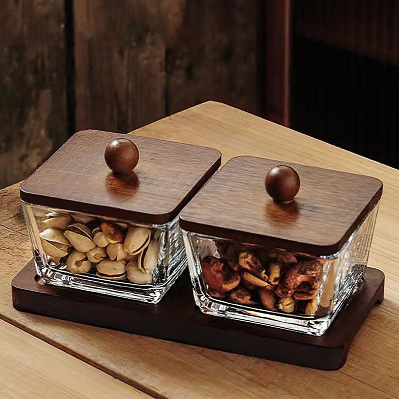 square Food Storage Container High Borosilicate Air Tight Glass with Bamboo lid