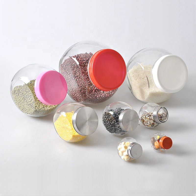 Best Selling Factory Supply Attractive Price Unique Storage Candy Jar Glass Apothecary Jar Screw Lid Food Storage Tilted