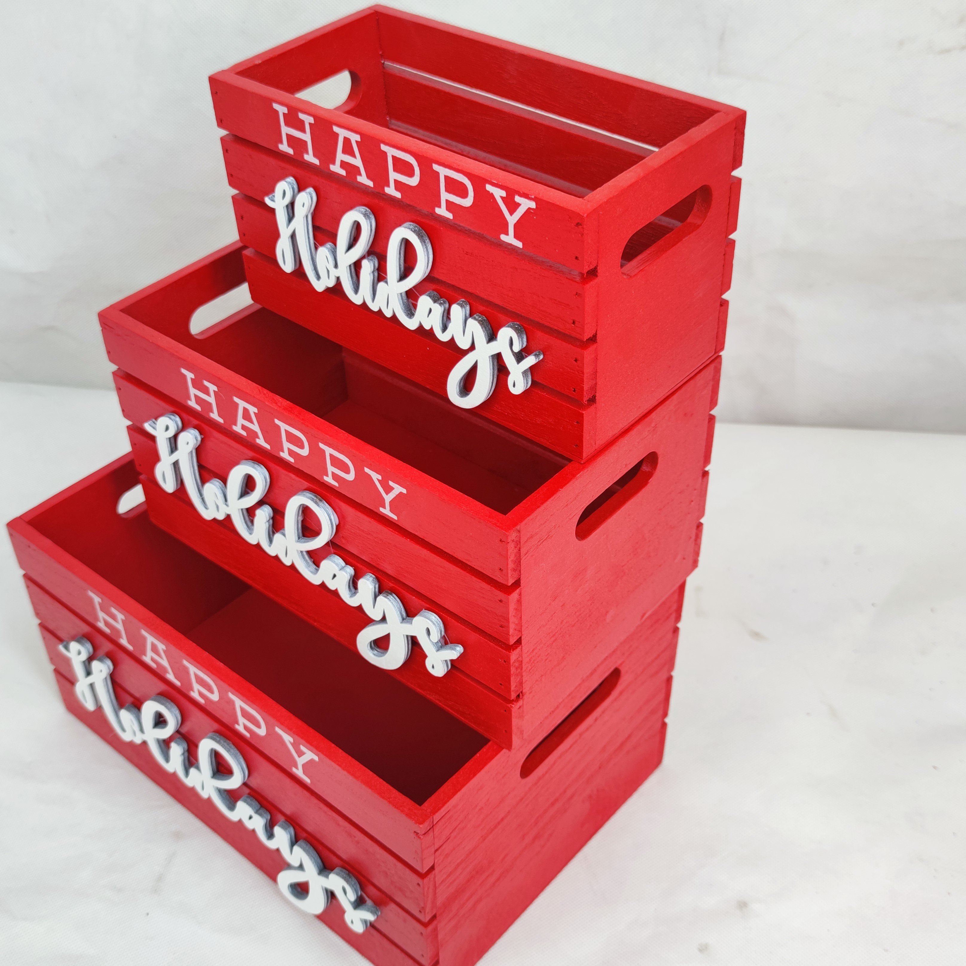 Wholesale wooden desktop small storage box christmas pattern simple storage box