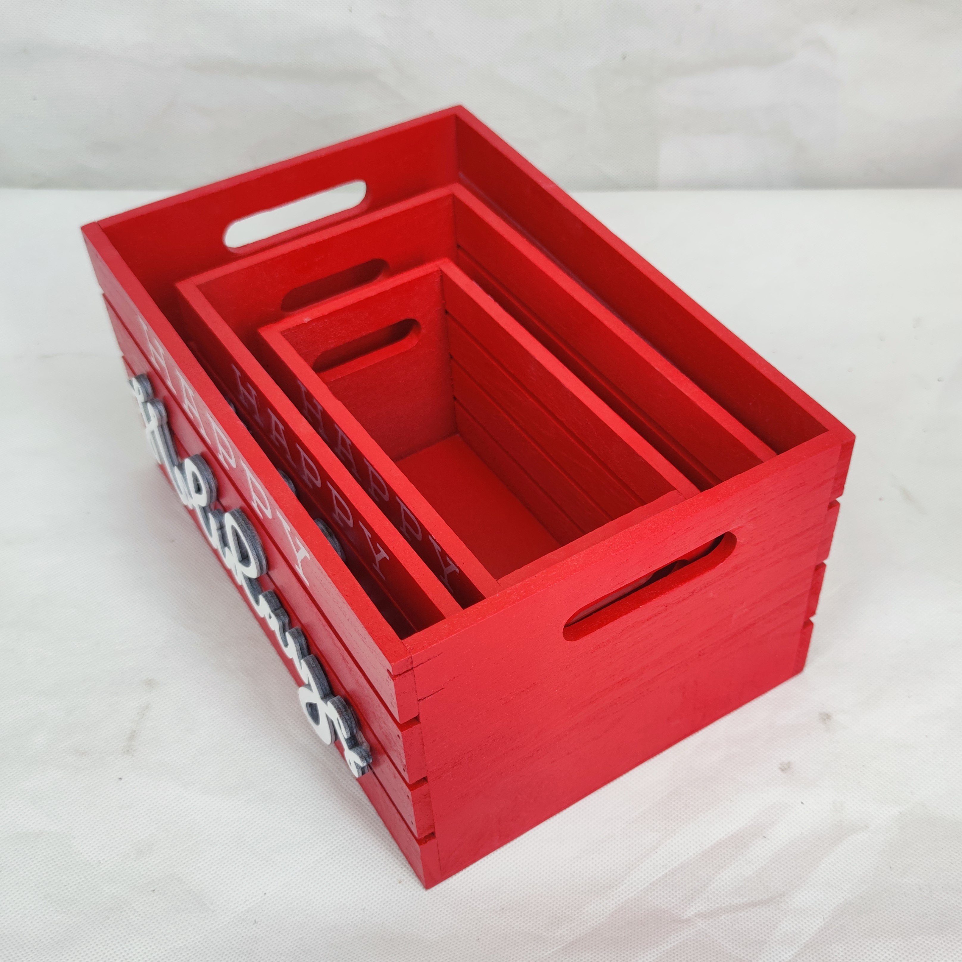 Wholesale wooden desktop small storage box christmas pattern simple storage box