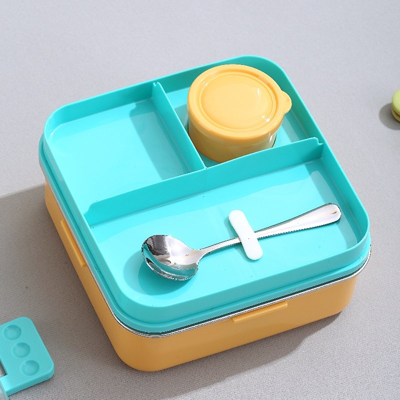 Food container storage Stainless Steel Bento lunch box food container Kids School Food storage 1120ml in 3 grids+70ml bowl
