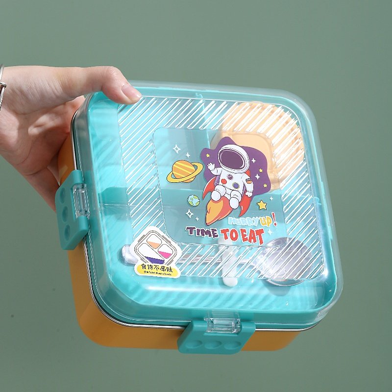 Food container storage Stainless Steel Bento lunch box food container Kids School Food storage 1120ml in 3 grids+70ml bowl