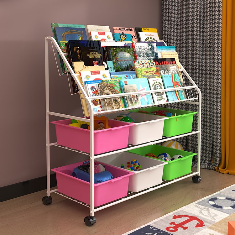 Factory price children book organizer storage rack toy storage box home children's book storage rack