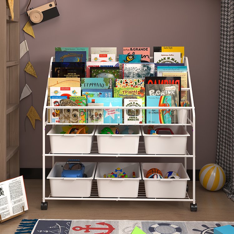 Factory price children book organizer storage rack toy storage box home children's book storage rack