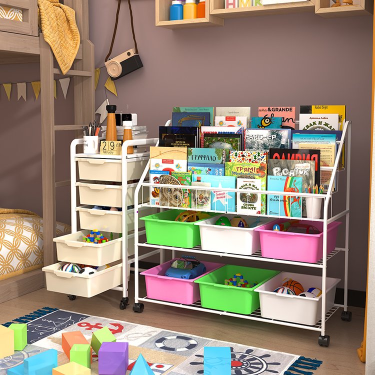 Factory price children book organizer storage rack toy storage box home children's book storage rack