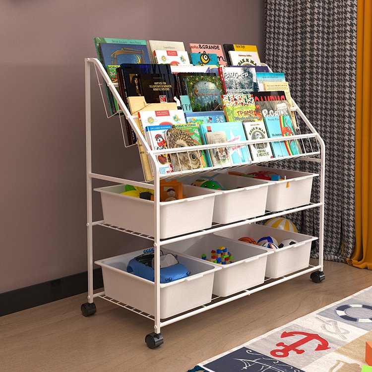 Factory price children book organizer storage rack toy storage box home children's book storage rack