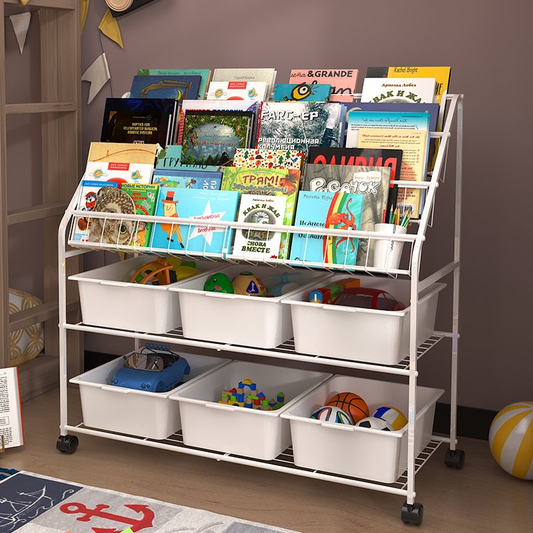 Factory price children book organizer storage rack toy storage box home children's book storage rack