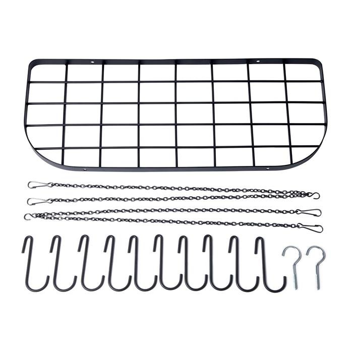 Wholesale Black Wrought Iron Kitchen Hanging Pot Pan Organizer Rack Ceiling Mount Cookware Storage Racks
