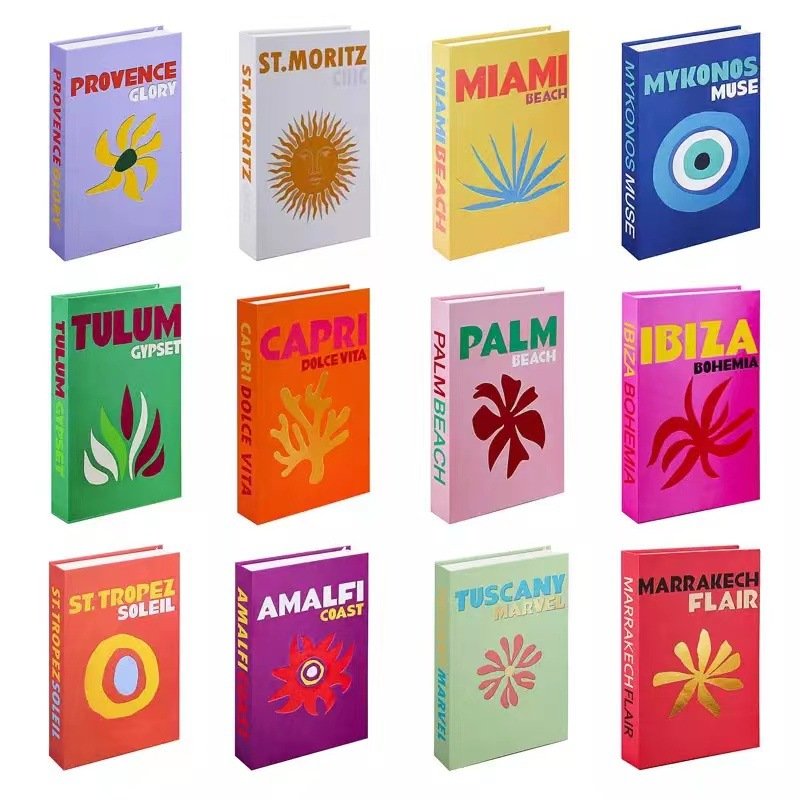 Fast shipping Decorative Books for Rooms Vacation Style Fake Books Decorations Coffee Table Ornaments Home Additional Decoration