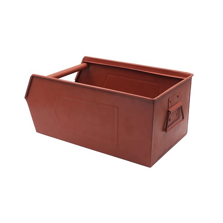 Eco-friendly Rustic Galvanized Metal Stackable Organizer Storage Basket Bin Container Storage Box