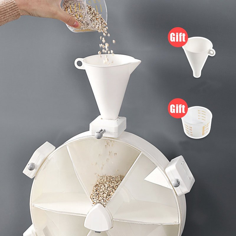 Wall Mounted Grain Storage Container Rice Dispenser 360 Degree Rotation Kitchen Food Storage Organizers