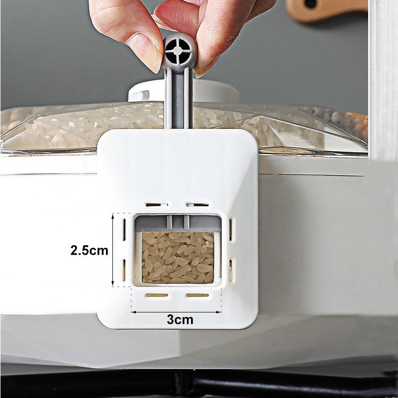 Wall Mounted Grain Storage Container Rice Dispenser 360 Degree Rotation Kitchen Food Storage Organizers