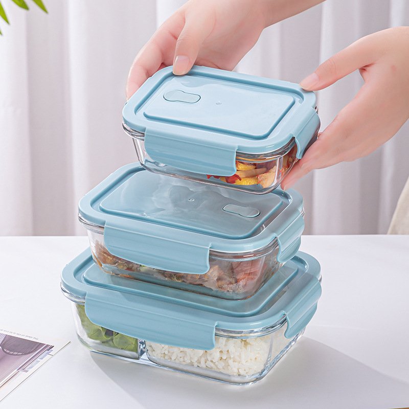High borosilicate heat-resistant glass preservation bowl,Microwave compartments lunch box food storage container