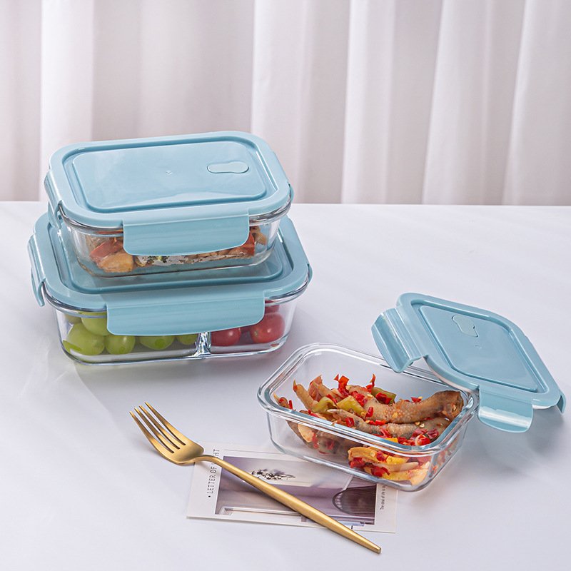 High borosilicate heat-resistant glass preservation bowl,Microwave compartments lunch box food storage container