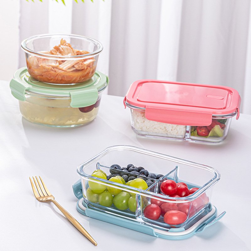 High borosilicate heat-resistant glass preservation bowl,Microwave compartments lunch box food storage container