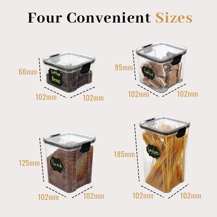 4 Pack Food Storage Containers with lids Plastic BPA-Free Meal Prep Container with Free Labels & Marker