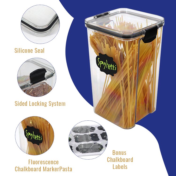 4 Pack Food Storage Containers with lids Plastic BPA-Free Meal Prep Container with Free Labels & Marker