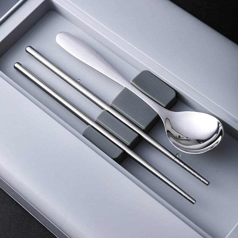 Lekfre Modern Design Stainless Steel Lunch Tray with Lid and Bag Gray Food Storage Box for Back to School