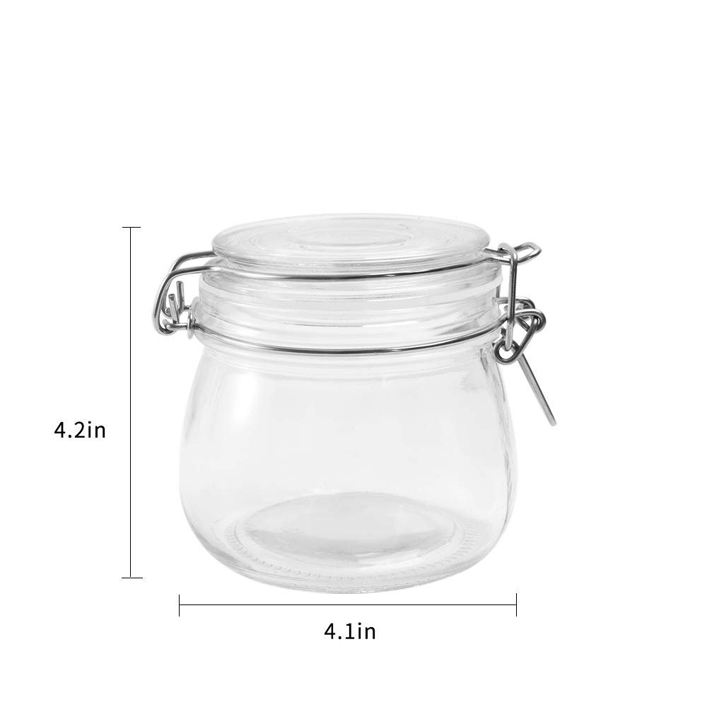 500ml 16OZ wholesale hermetic airtight clear Glass jam kilnar jar with mental clip for food factory