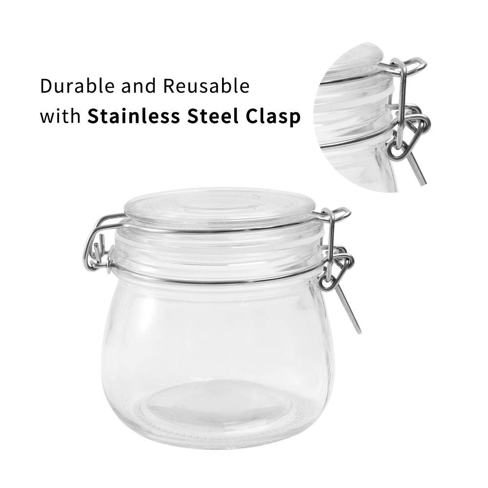 500ml 16OZ wholesale hermetic airtight clear Glass jam kilnar jar with mental clip for food factory