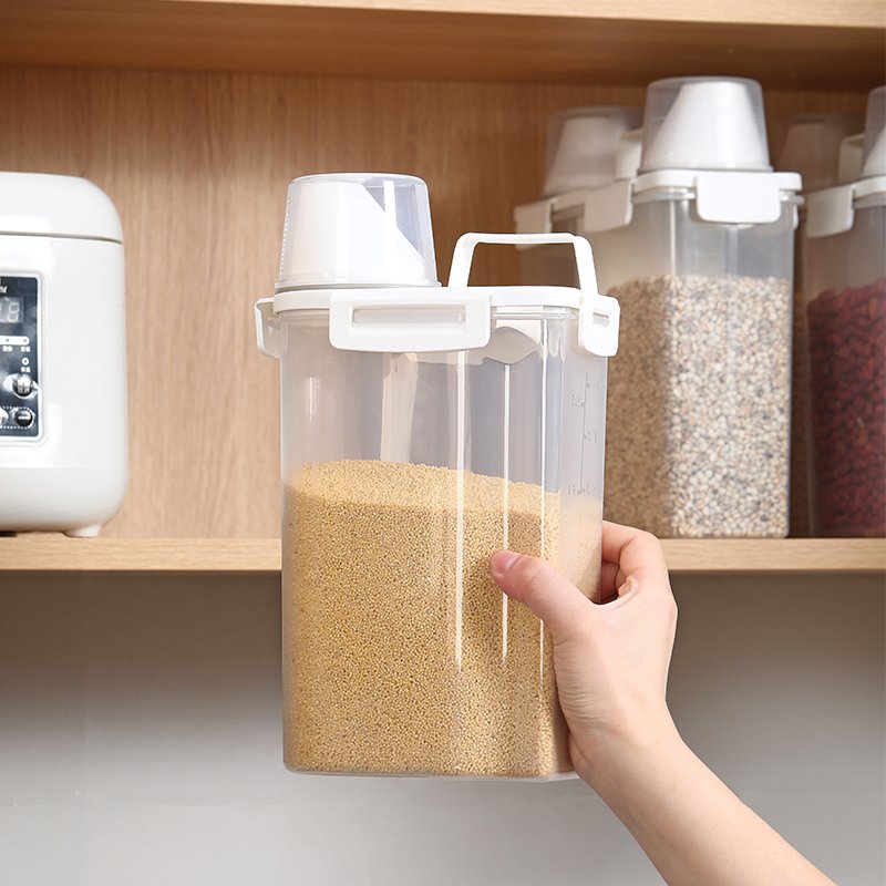Clear Cereal Storage Sealed Can Household Cat Dog Food Storage Jar Airtight Rice Sugar Flour Grain Storage Container