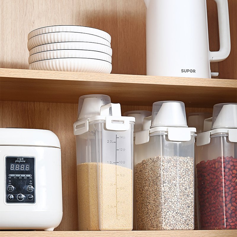Clear Cereal Storage Sealed Can Household Cat Dog Food Storage Jar Airtight Rice Sugar Flour Grain Storage Container