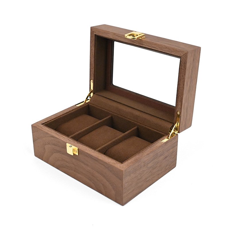 New spot wholesale walnut 3-bit watch box Vintage wooden watch storage box display wooden box