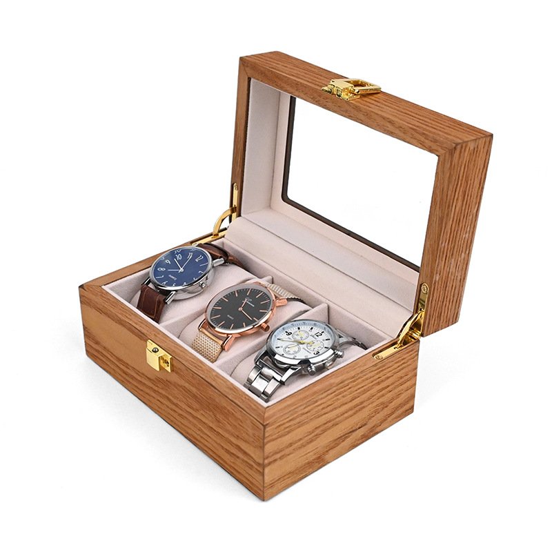 New spot wholesale walnut 3-bit watch box Vintage wooden watch storage box display wooden box