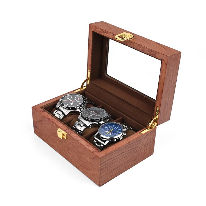 New spot wholesale walnut 3-bit watch box Vintage wooden watch storage box display wooden box