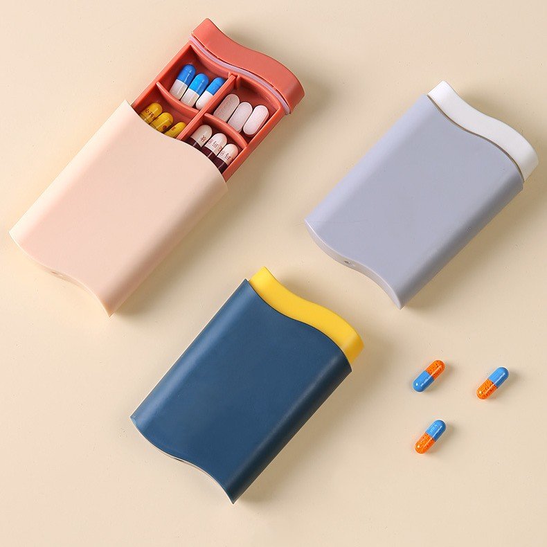 KYPL080 Wave 6 Compartments Pill Case for Travel Sealing Detachable Medicine Storage Box