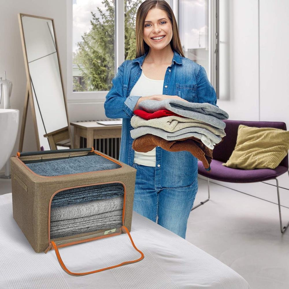 Polyester Durable Bed Clothes Storage Box 110l with Iron Frame
