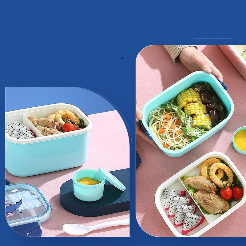 MAIMAI Double Layer Cute Cartoon Bento Lunch Box Plastic Storage Box Fresh Keeping Snack Food Box