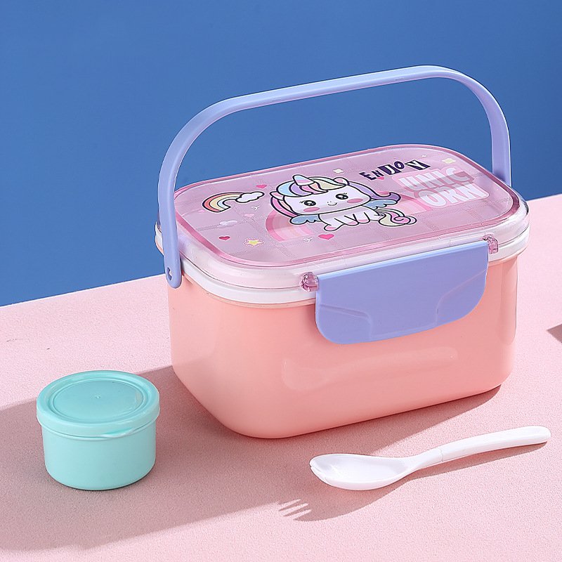 MAIMAI Double Layer Cute Cartoon Bento Lunch Box Plastic Storage Box Fresh Keeping Snack Food Box