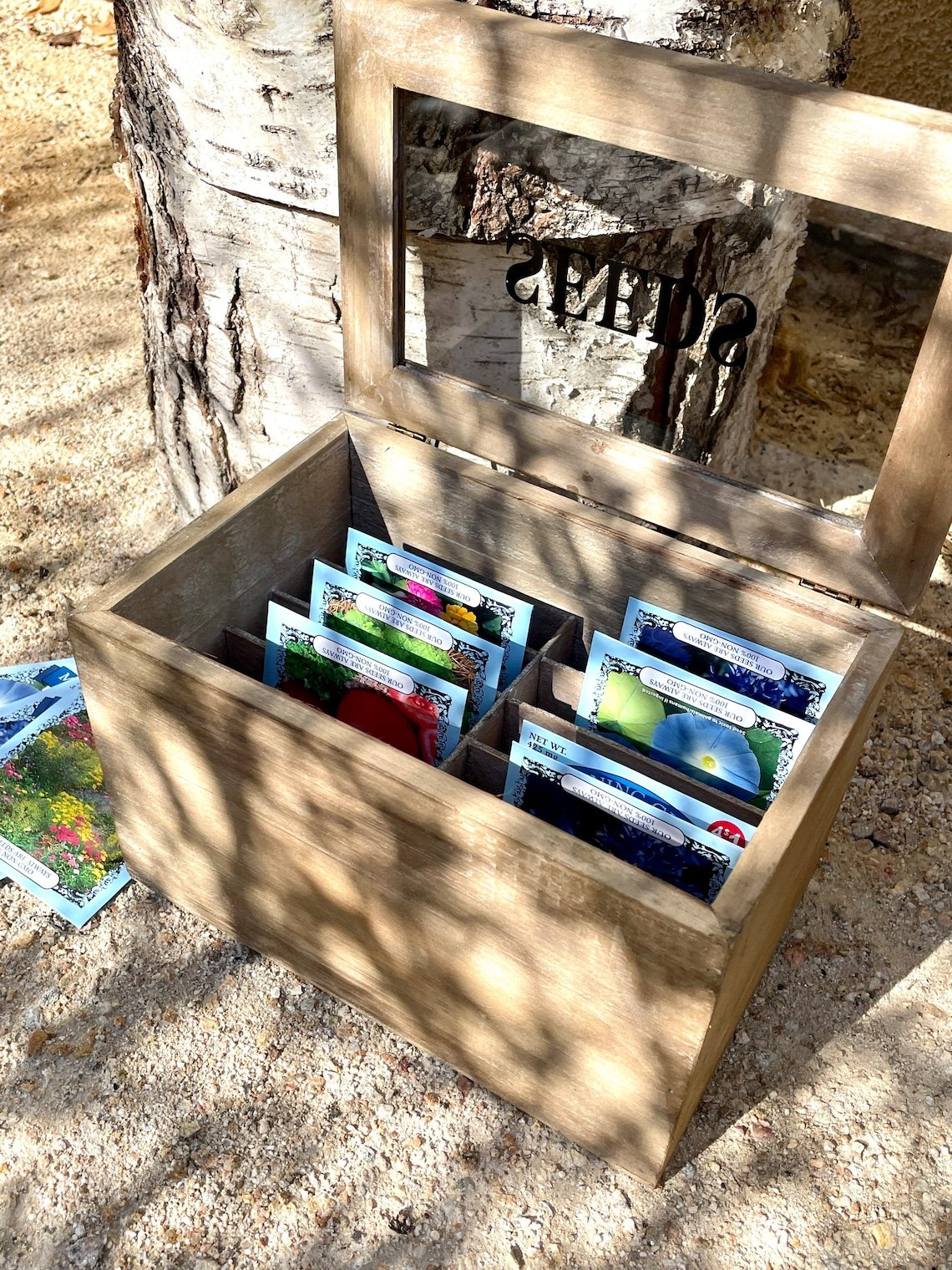 Wooden Packing Box Rectangle Seed And Stash Compartment Storage Box