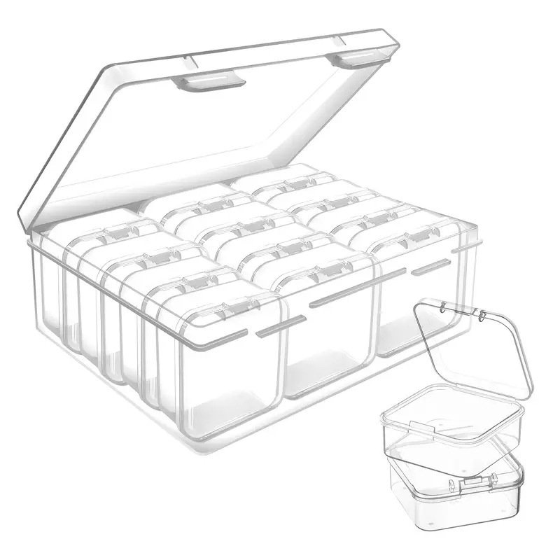 15-Grid Transparent Plastic Storage Box for Art Embroidery Beads Diamond Painting Modern Mini Sorting Jewelry Case