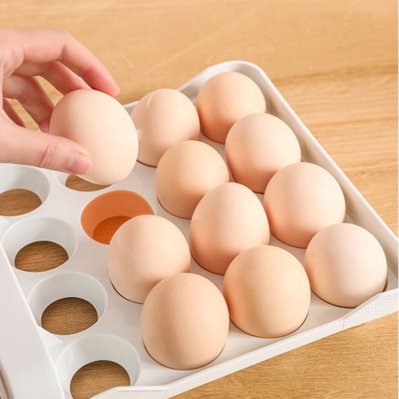 Modern Eco-Friendly Double Layer Rectangle Egg Organizer Bins Plastic Refrigerator Rack Food Storage Drawer Containers
