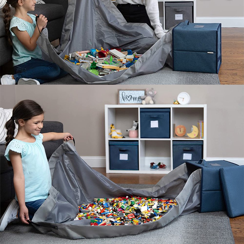 Foldable Toy Storage Baskets with Play Mats Large Capacity Toy Organizer High Quality Children Storage Box