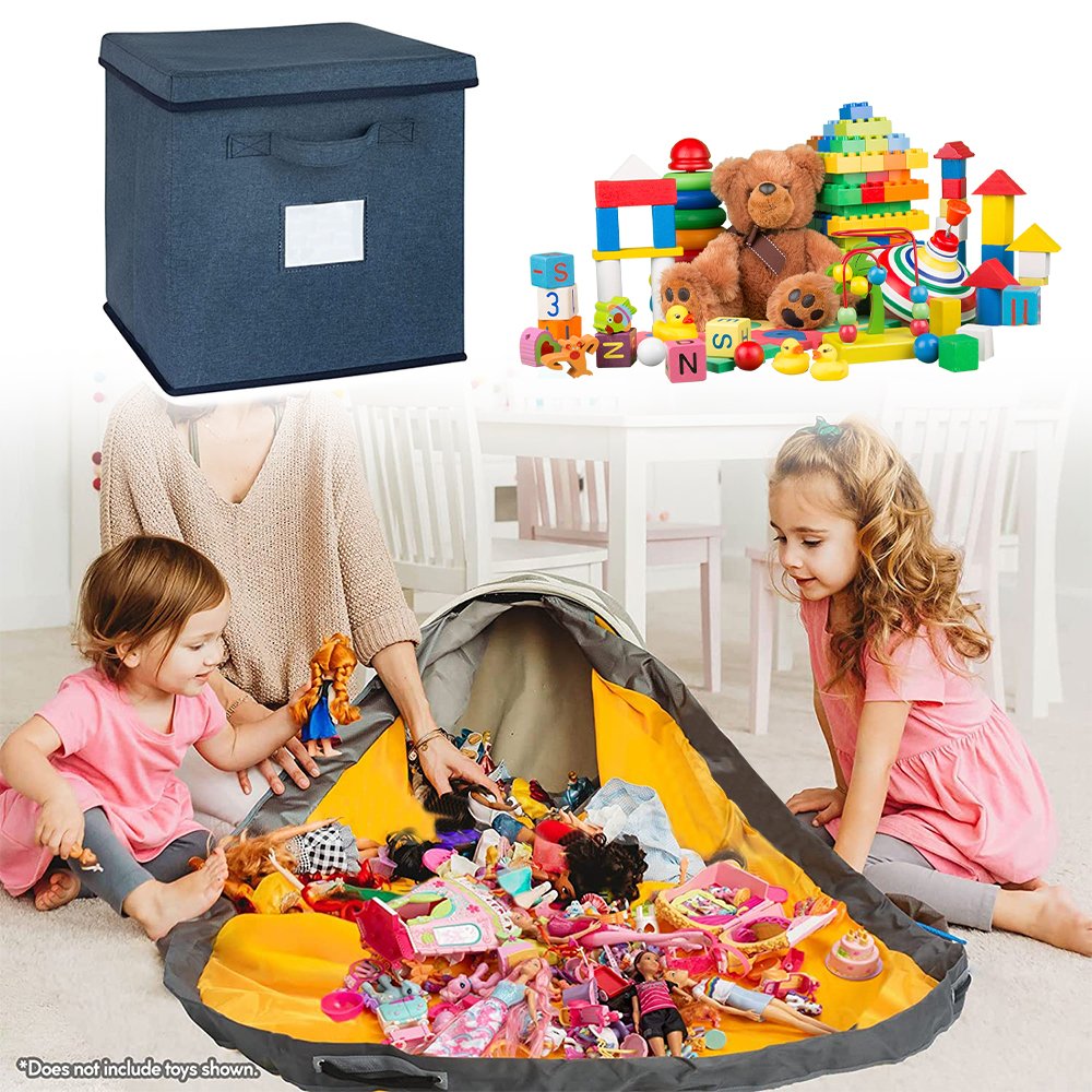 Foldable Toy Storage Baskets with Play Mats Large Capacity Toy Organizer High Quality Children Storage Box