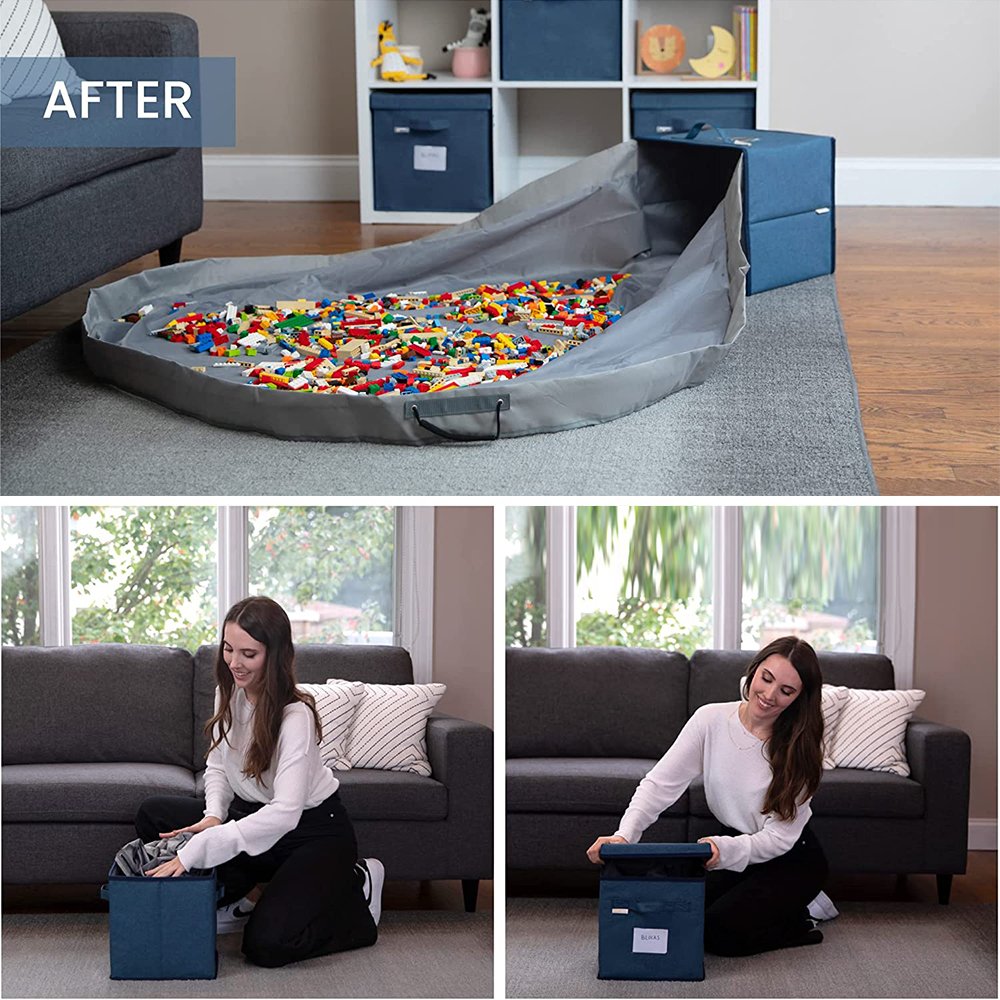 Foldable Toy Storage Baskets with Play Mats Large Capacity Toy Organizer High Quality Children Storage Box