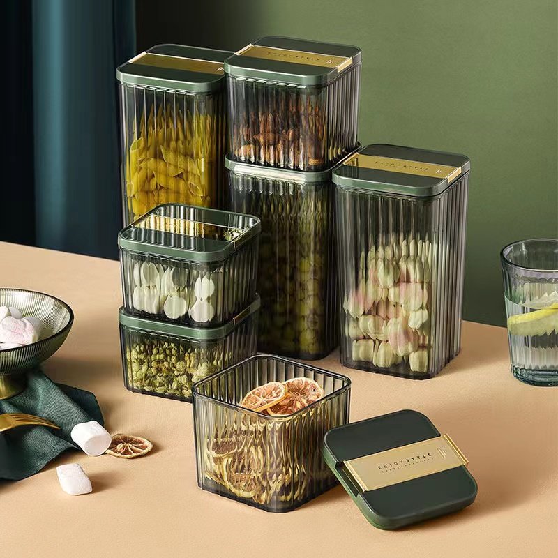 470ml 1800ml PET Stackable Plastic Jar Spicy Jar With Black Lid