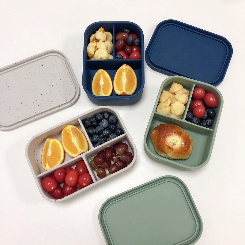 BPA FREE Food Silicone Bento Box Leakproof Lunch Bento Box for Kids Adults Silicone Food Storage Container
