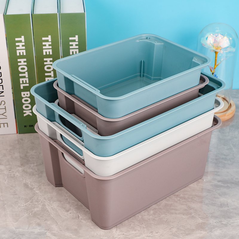Desktop snack cosmetics facial mask plastic storage box rectangular colored sundries sorting storage basket