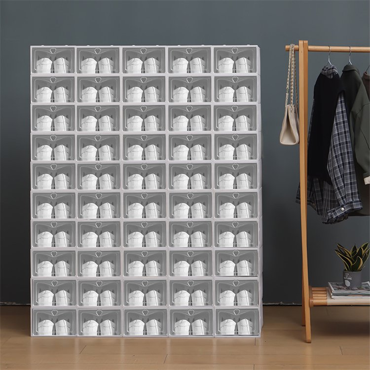 2024 Hot Selling Plastic Shoe Box Organizer Single Multifunction Storage Bathroom Living Room Sneaker Boxes