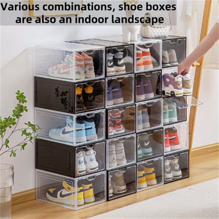 2024 Hot Selling Plastic Shoe Box Organizer Single Multifunction Storage Bathroom Living Room Sneaker Boxes