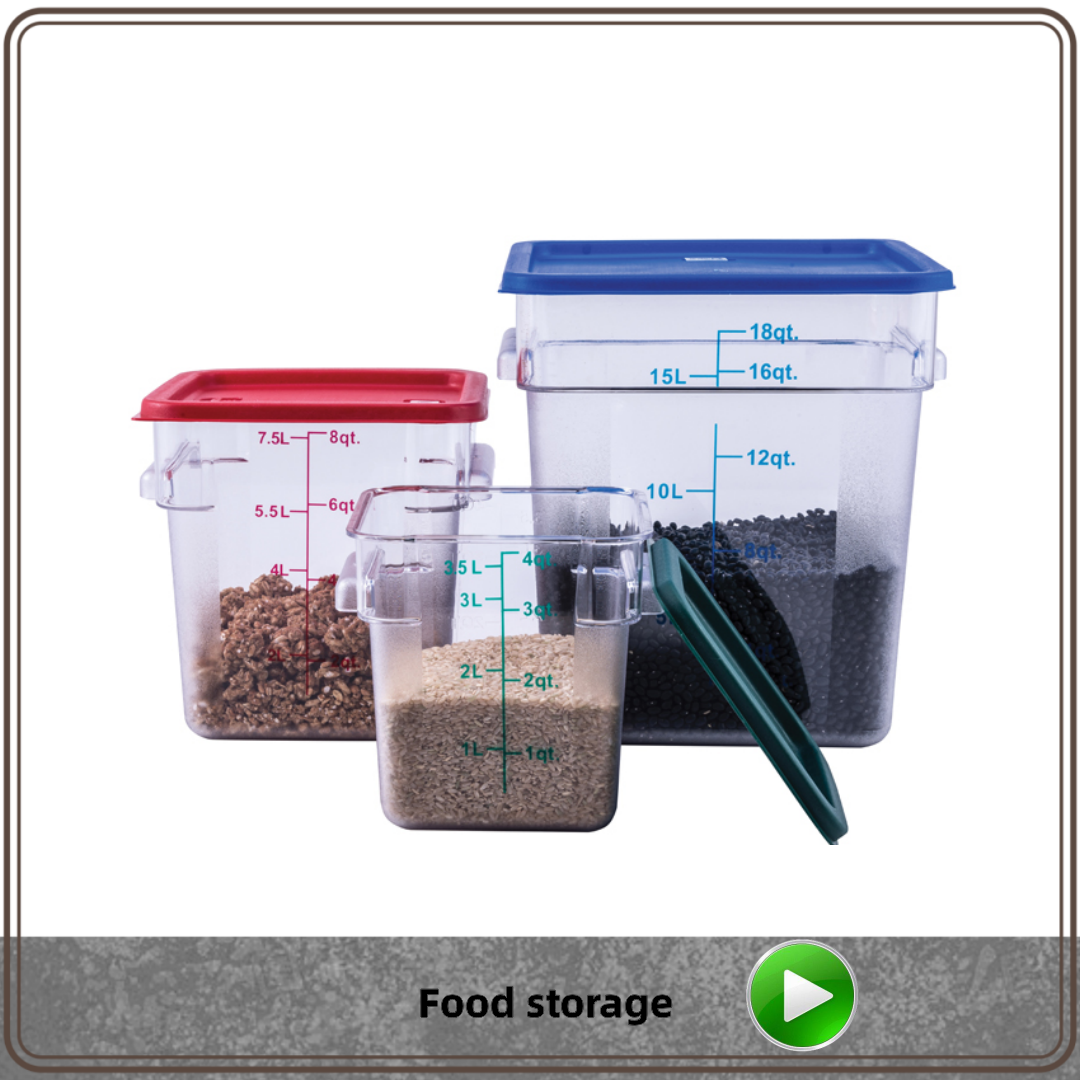4QT Plastic Polycarbonate Polypropylene Square Round Food Container Bulk Food Storage Container