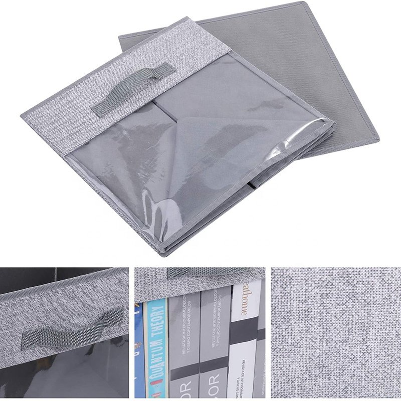 Wholesale Folding Shelf Organizer Cube Baskets Bins Storage box With Clear Window