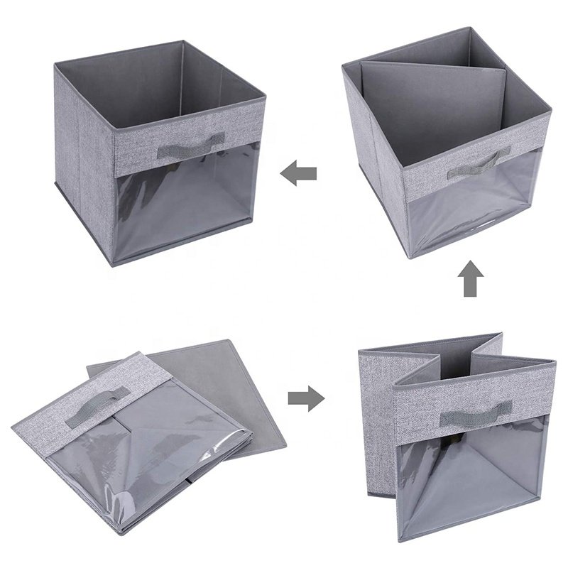 Wholesale Folding Shelf Organizer Cube Baskets Bins Storage box With Clear Window