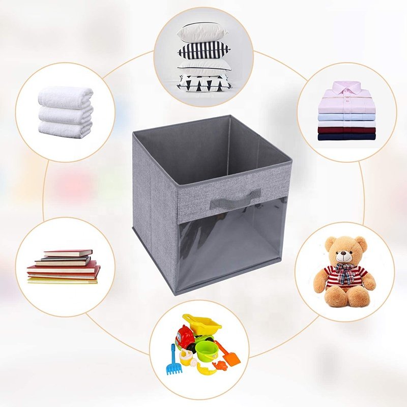 Wholesale Folding Shelf Organizer Cube Baskets Bins Storage box With Clear Window