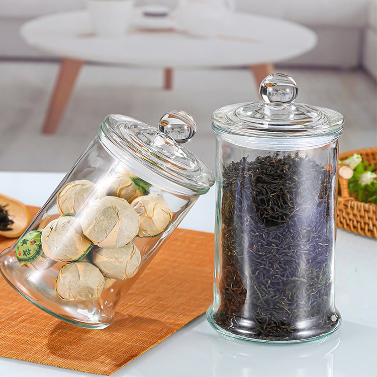 Large caliber kitchen storage container 100ml 5oz 12oz 25oz 32oz candy tea nuts glass airtight storage jar