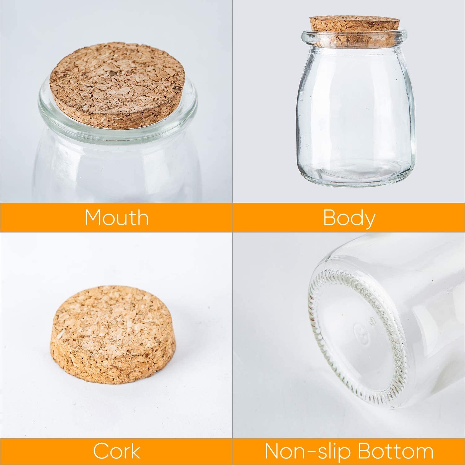 Mini Yogurt Jars 7 oz Glass Favor Jars with Cork Lids Glass Pudding jars Glass Containers with Lids Wedding